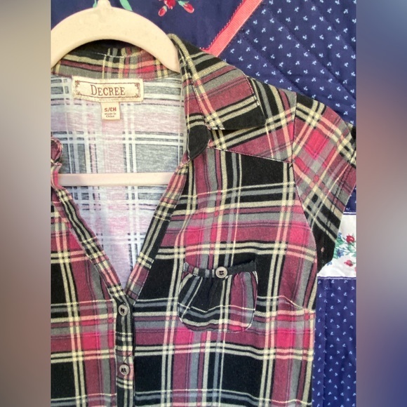 Degree short sleeve button down plaid shirtdress - Picture 4 of 5